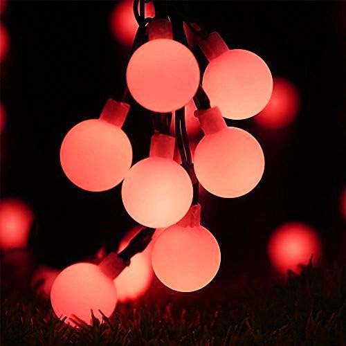 Globe Ball Fairy Lights, 50 LEDs 23ft/7M Solar Led Globe String Lights Waterproof with Two Lighting Modes for Garden Outdoor Party Christmas Decoration (Red)