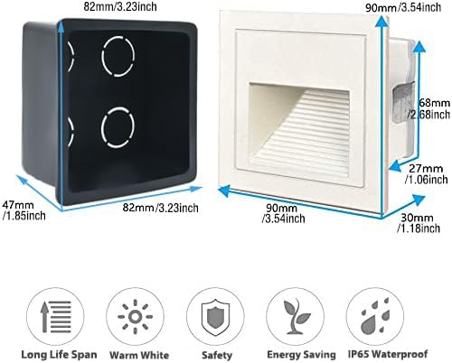 4Pcs 3W LED Step Light, 120V Warm White 3000K IP65 Waterproof Recessed Wall Light, Stair Light Staircase Light Lighting lamp, Inside Outside Garden Balcony Corridor, Aluminum