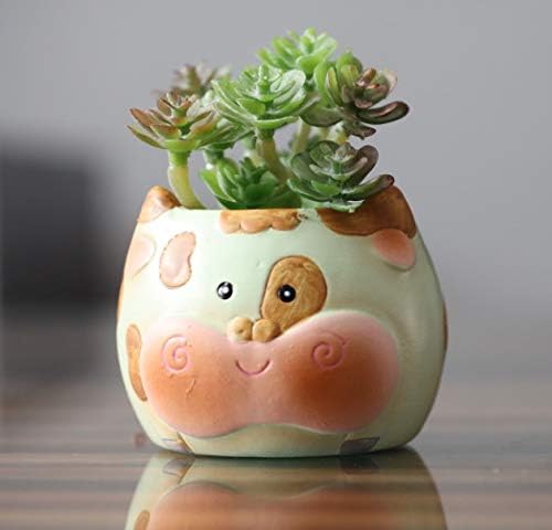 Cow Planter Pots for Small & Succulent Sized Plants, Decorative Indoor & Outdoor Garden Backyard Flower Ceramic Pot Planter Holder, Set of 6, 2.7 in