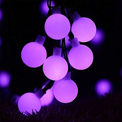 Globe Ball Fairy Lights, 50 LEDs 23ft/7M Solar Led Globe String Lights Waterproof with Two Lighting Modes for Garden Outdoor Party Christmas Decoration (Purple)