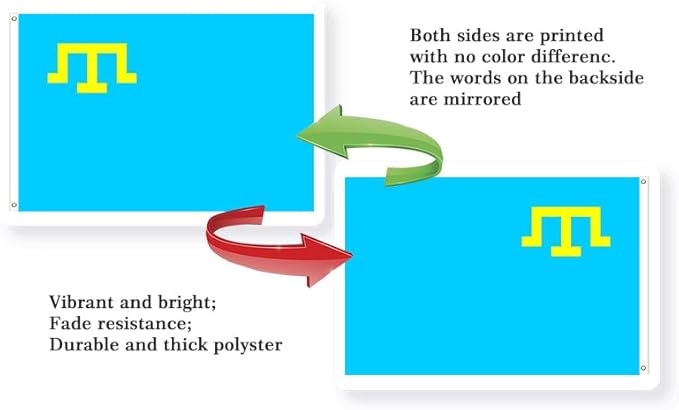 Crimea Tatar Flag 5x8FT Crimean Tatars Polyester Banner With 2 Grommets Fade Resistant Vivid Color For Patriotic Festival Events Party Decoration (Crimean Tatars, 5x8FT)
