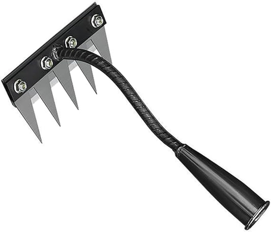 Gardening Hand Weeder Tool,Manual Weeder Tool with Detachable Blades, 4 Sizes High Carbon Steel Dual-Edge Design for Farm Garden Lawn Weed Removal, Soil Cultivation & Root Extraction (5 Tines)