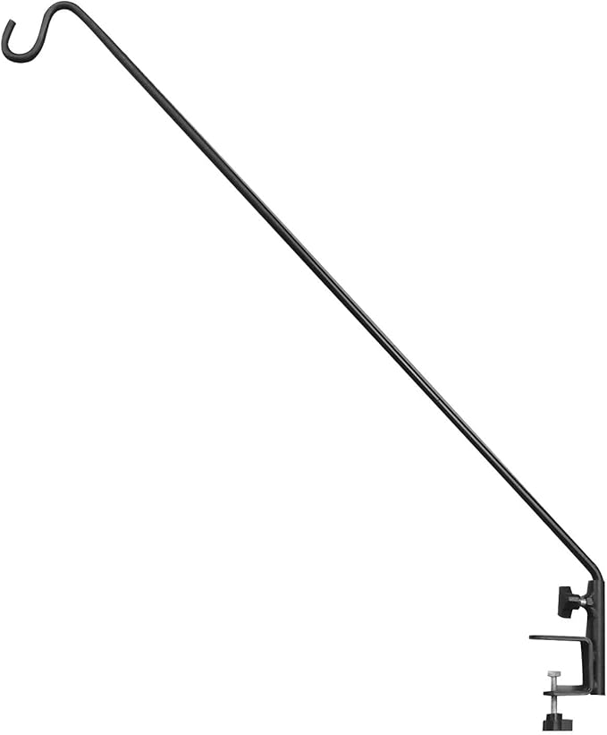 ERYTLLY Heavy Duty Deck Hook, Extensible and Adjustable Deck Hook with 2" Non Slip Horizontal Clamp for Hanging Bird Feeder, Plants, Suet Baskets,Wind Chimes,Lanterns and More