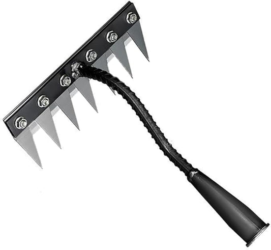 Gardening Hand Weeder Tool,Manual Weeder Tool with Detachable Blades, 4 Sizes High Carbon Steel Dual-Edge Design for Farm Garden Lawn Weed Removal, Soil Cultivation & Root Extraction (7 Tines)