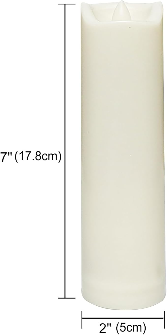 CANDLE CHOICE Waterproof Outdoor Battery Operated Flameless Candles with Auto Timer Flickering Plastic Resin Electric LED Slim Pillar Lights for Lantern Patio Garden Wedding Decorations 2”x7” 2 Pack