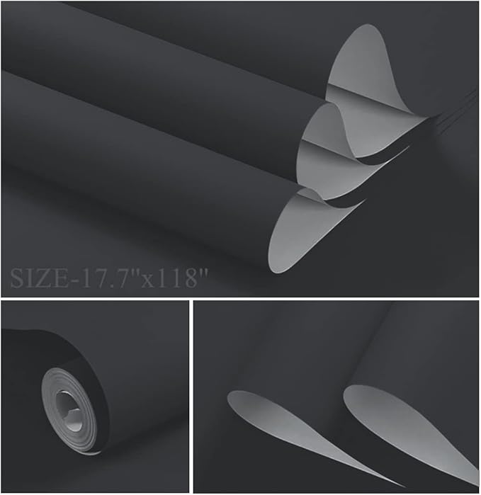 Dimoon 78.7''x17.7'' Grey Peel and Stick Wallpaper Contact Paper Modern Self Adhesive Wall Paper Removable Renter Friendly Textured Solid Color Shelf Cabinet Vinyl Roll (78.7''x17.7'',Dark Grey)