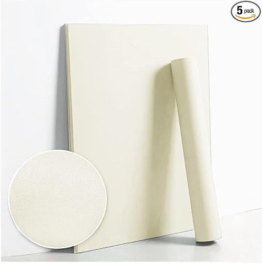 Dimoon 394''x17.7'' White Peel and Stick Wallpaper Contact Paper Modern Self Adhesive Wall Paper Removable Renter Friendly Textured Solid Color Shelf Cabinet Vinyl Roll (394''x17.7'',Cream White)