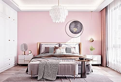 Dimoon 236''x17.7'' Pink Peel and Stick Wallpaper Contact Paper Modern Self Adhesive Wall Paper Removable Renter Friendly Textured Solid Color Shelf Cabinet Vinyl Roll (236''x17.7'',Light Pink)