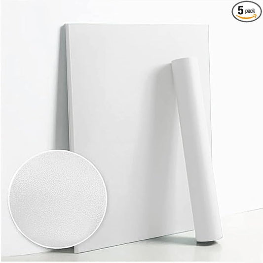 Dimoon 118''x23.6'' White Thicken Peel and Stick Wallpaper Contact Paper Modern Self Adhesive Wall Paper Removable Renter Friendly Textured Solid Color Shelf Vinyl Roll (118''x23.6'',White Thicken)