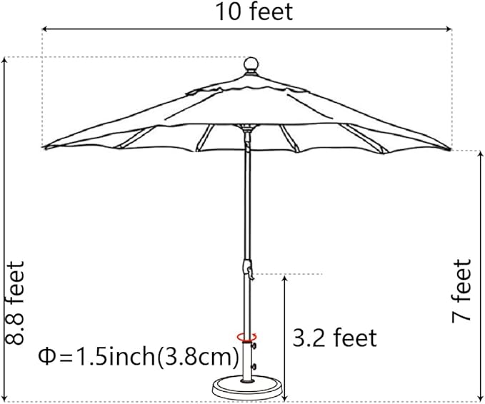 EliteShade USA 10-Year-Non-Fading 10Ft Market Umbrella Patio Umbrella Outdoor Table Umbrella with Ventilation, Rust