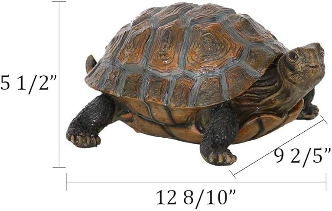 Danmu 1Pc of Polyresin Tortoise Statue, Garden Statues, Outdoor Statues, Garden Ornaments, Yard Statue for Home and Fairy Garden Decor (L 12 9/10" x 9 2/5" x 5 1/2")