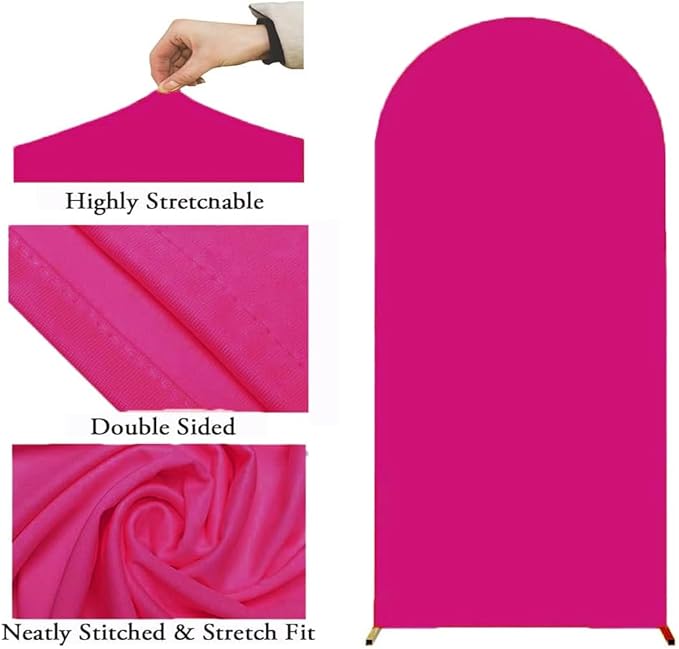 6FT Hot Pink Wedding Arch Cover, Hot Pink 6FT Arch Backdrop Cover, Hot Pink Backdrop Covers for Wedding Birthday Party Celebration Decoration