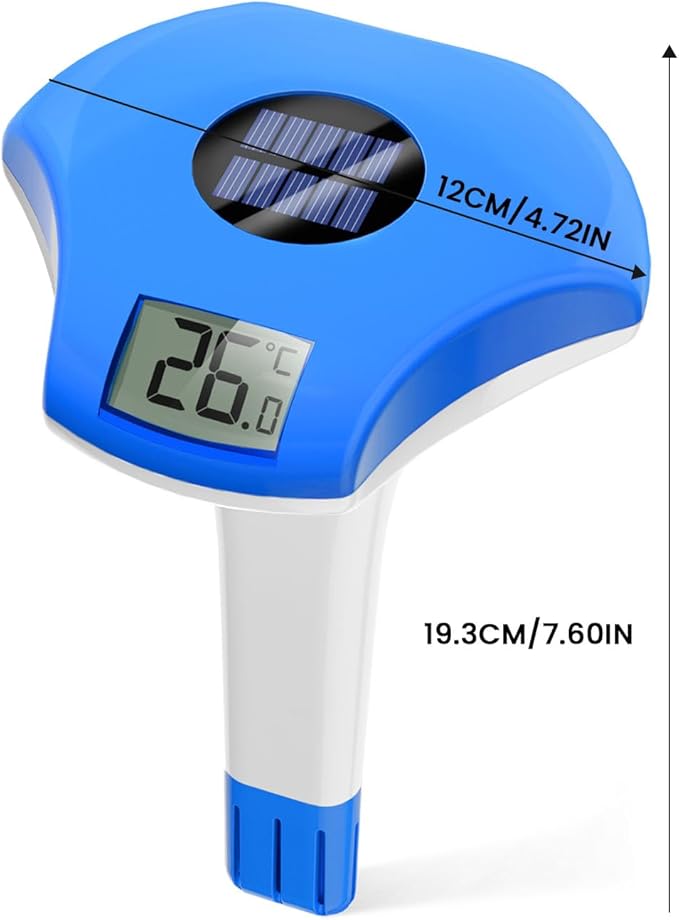 BALDR Pool Thermometer Floating Easy Read, IPX8 Waterproof, Solar Powered Digital Pool Thermometer with LCD Screen for Swimming Pool/Hot Tub/Aquarium (Navy)