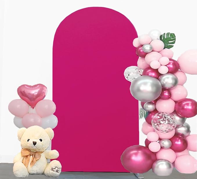 7.2 FT Arch Backdrop Cover, JFDYDM Hot Pink Wedding Arch Cover 7.2 FT, Arch Backdrop Stand Cover, Background Stand Covers for Party Celebration Proposal Birthday