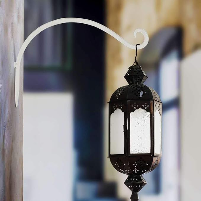 AJART White Plant Hanger Outdoor: 12-Inch Plant Hooks for Wall Indoor - Rust-Resistant Plant Bracket Hook for Hanging Flower Baskets