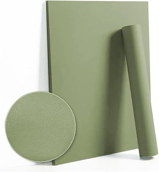 Dimoon 78.7''x17.7'' Green Peel and Stick Wallpaper Contact Paper Modern Self Adhesive Wall Paper Removable Renter Friendly Textured Solid Color Shelf Cabinet Vinyl Roll (78.7''x17.7'',Olive Green)