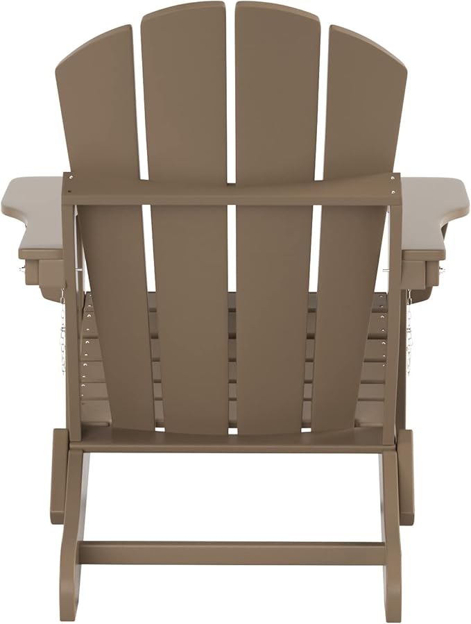 WO Home Furniture Adirondack Chairs Table Set of 3 PCS Outdoor Folding Chairs Coffee Table Weather/UV Resistant for Lawn, Garden, Bon Fire, Balcony (Weathered Wood)