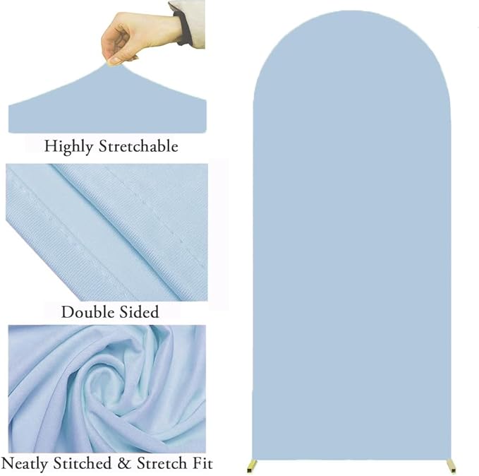 6FT Baby Blue Wedding Arch Cover, Baby Blue 6FT Arch Backdrop Covers for Gender Reveal, Light Blue ArchsBackdrop Covers, Chiara Backdrop Cover for Wedding Birthday Party Decor