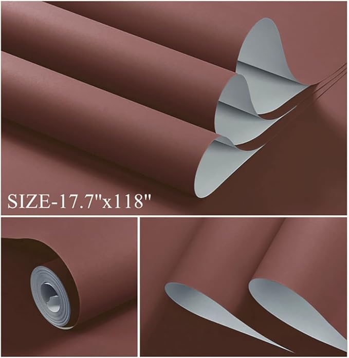 Dimoon 78.7''x17.7'' Red Peel and Stick Wallpaper Contact Paper Modern Self Adhesive Wall Paper Removable Renter Friendly Textured Solid Color Shelf Cabinet Vinyl Roll (78.7''x17.7'',Bordeaux Red)