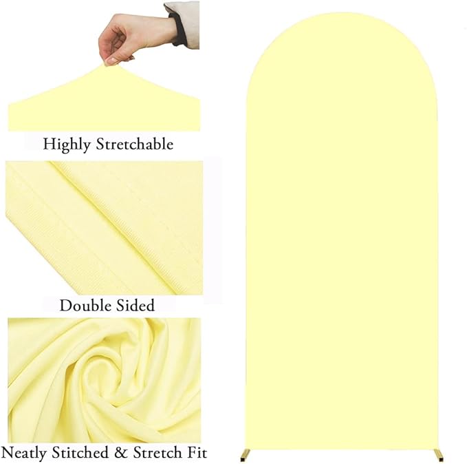 Two-Sided Yellow 7.2FT Wedding Arch Cover, Spandex Arch Backdrop Covers for Party, Yellow 7.2 FT Arch Backdrop Cover, Chiara Covers for Wedding Birthday Party Decor