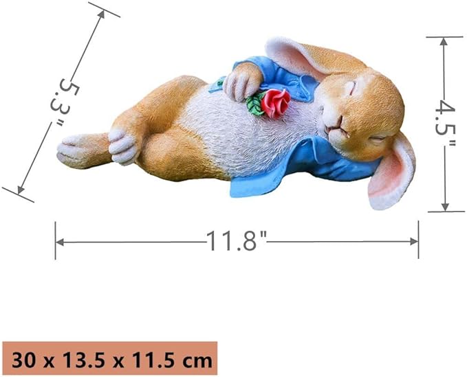 Garden Statues Rabbit, Fantasy Bunny Outdoor Art Décor Animal Figurines Ornament for Thanksgiving Day, Christmas Statue Decorations for Garden Yard Lawn Indoor Sculpture (Blue)