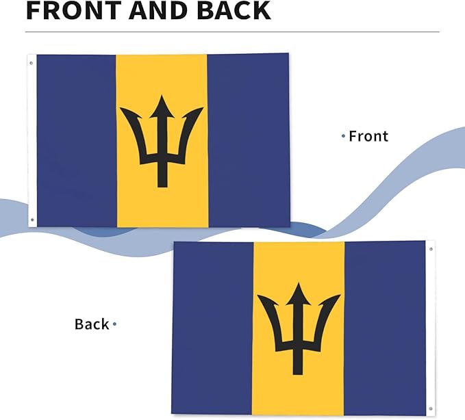Barbados Barbadian Flag Garden Yard House 2x3 ft Flags Double Sided Print Banner Indoor Outdoor Party Home Decorations for Boat Dorm House Balcony