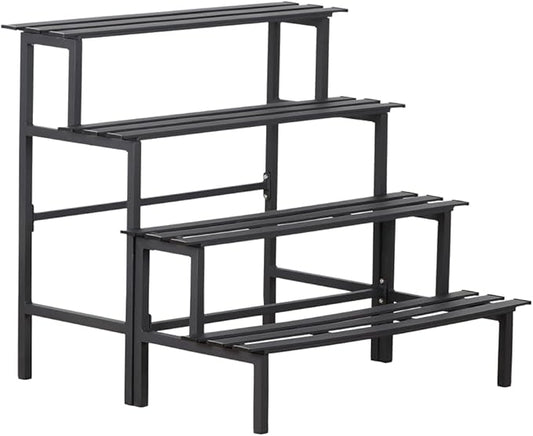 Aluminum Plant Stand - Indoor & Outdoor Ladder Display Shelf for Plants - Sturdy Space-Saving Utility Organizer for Patio, Balcony & Garden (4-Tier)