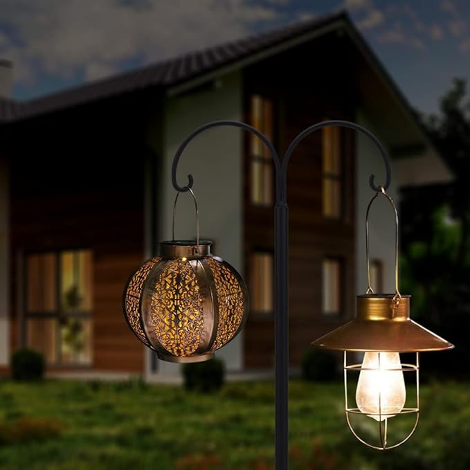 Bird Feeder Pole, Double Shepherds Hooks for Outdoor, 5 Base Prongs Adjustable Stand for Hanging Heavy Duty Feeders, Plant Baskets, Garden Plant Hanger Stands (78Inch, 2 Pack)