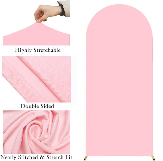 Pink 7.2 FT Arch Backdrop Cover, Pink Arch Cover, Wedding Arch Backdrop Stand Cover for Birthday Wedding Party Decoration