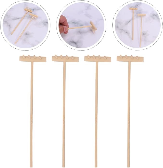 EXCEART Mini Rake Set - 24 Pcs Miniature Sand Garden Tools for Zen Meditation - Bamboo Smooth Toolkit for Kids Sand Tray