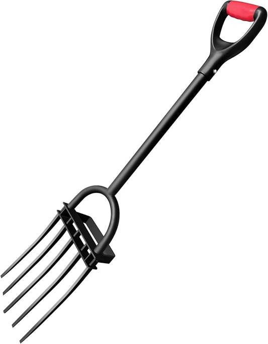 Garden Fork, Pitchforks for Digging Composting Spading, Long Hand Tiller & Cultivator - 5 Tine, 45 inches