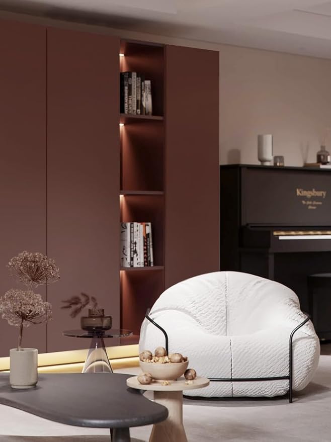 Dimoon 236''x17.7'' Red Peel and Stick Wallpaper Contact Paper Modern Self Adhesive Wall Paper Removable Renter Friendly Textured Solid Color Shelf Cabinet Vinyl Roll (236''x17.7'',Bordeaux Red)