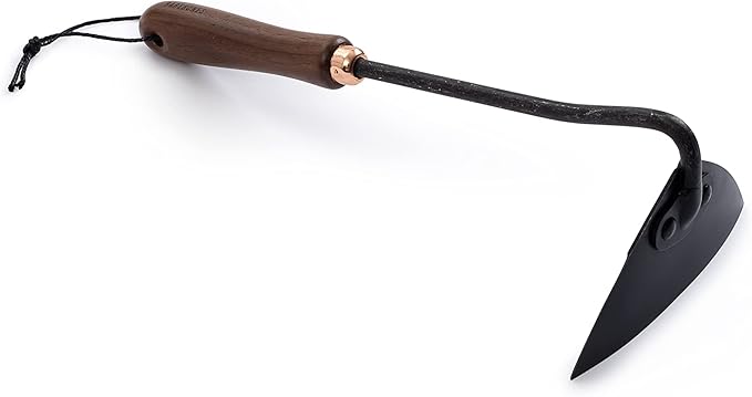 Barebones Triangle Hoe - Stainless Steel Hoe - Japanese Gardening Tools for Weeding, Long Handle and Hand Hoe (Walnut/Black)