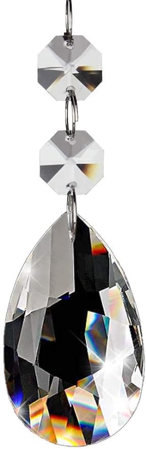 Fushing 20Pcs Chandelier Crystals, Clear Teardrop Crystal Chandelier Pendants Parts Beads, Hanging Crystals for Chandeliers (38mm, Clear)