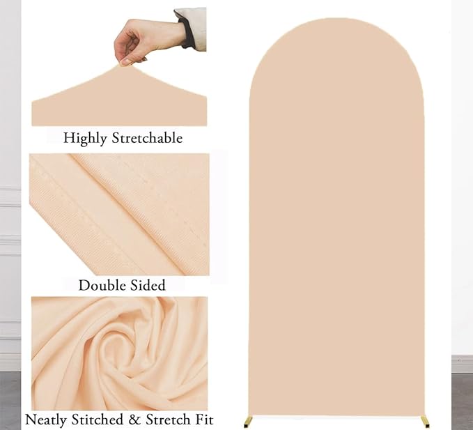 6FT Nude Arch Backdrop Cover, Wedding Arch Cover, Khaki Covers Stretchy Backdrop for Party Celebration Decoration