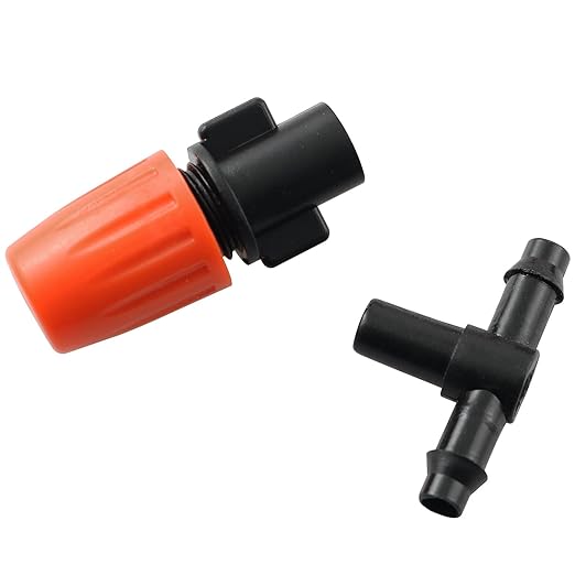 Atomizing Nozzle RLECS 25PCS Irrigation System Misting Automatic Watering Garden Hose Spray Adjustable Garden Irrigation Nozzles with Tee Joints for Greenhouse Vegetable Irrigation