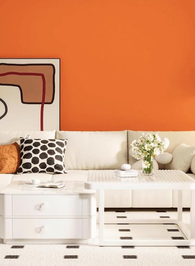 Dimoon 236''x17.7'' Orange Peel and Stick Wallpaper Contact Paper Modern Self Adhesive Wall Paper Removable Renter Friendly Textured Solid Color Shelf Vinyl Roll (236''x17.7'',Tropical Orange)