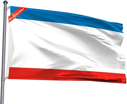 Double Sided Ukraine Crimea Flag 2x3FT Ukrainian Crimean Polyester Banner With 2 Grommets Fade Resistant Vivid Color For Patriotic Festival Events Party Decoration(Crimea UKR, 2x3FT-3ply)