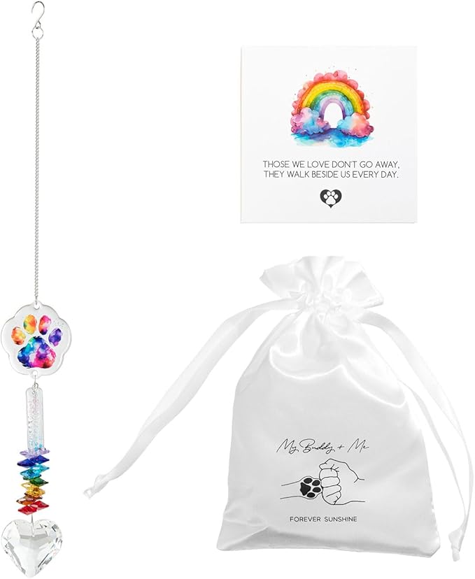 Dog Memorial Suncatcher - Pet Loss Sympathy Gift, Loss of Dog Sympathy Gift, Cat Memorial Gifts for Loss of Cat, Dog Bereavement Gift