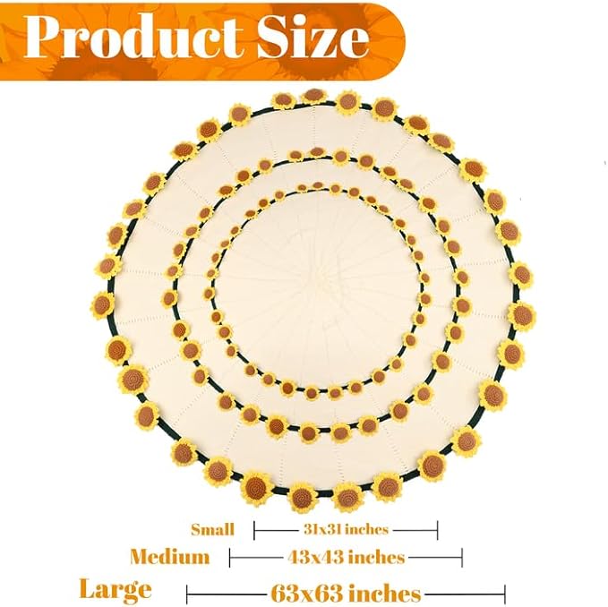 Sunflower Gifts for Women-Teacher Appreciation Gifts-Sunshine Teacher Friend Mom Sister Grandma Birthday Retirement Gifts,Thank you,Get well, Sunflower Crochet Flower Bouquet Blanket 31 Inches