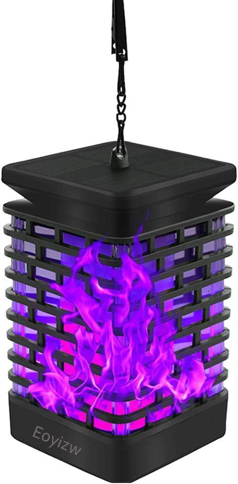 EOYIZW Solar Lanterns, 99LEDs Dancing Flickering Flame Lights, IP65 Waterproof, Purple, 3.5" H x 3.5" W x 3.5" D