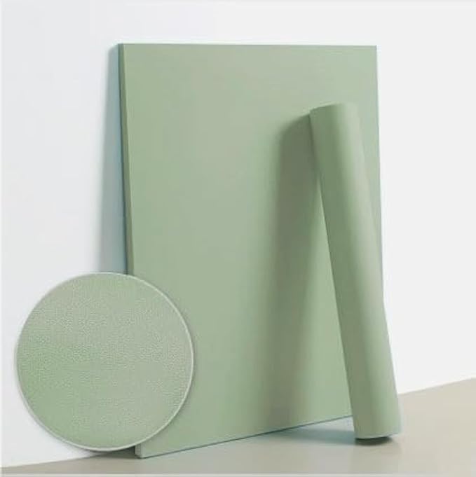 Dimoon 78.7''x17.3'' Green Skin Peel and Stick Wallpaper Contact Paper Modern Self Adhesive Wall Paper Removable Renter Friendly Textured Solid Color Vinyl Roll (78.7''x17.3'',Light Green Skin)