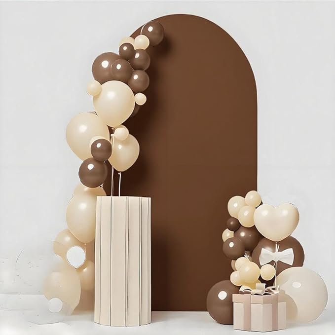 Brown 6FT Wedding Arch Cover, Spandex Fitted Arch Stand Covers, Brown Chiara Arch Backdrop Cover for Birthday Party Ceremony Decor