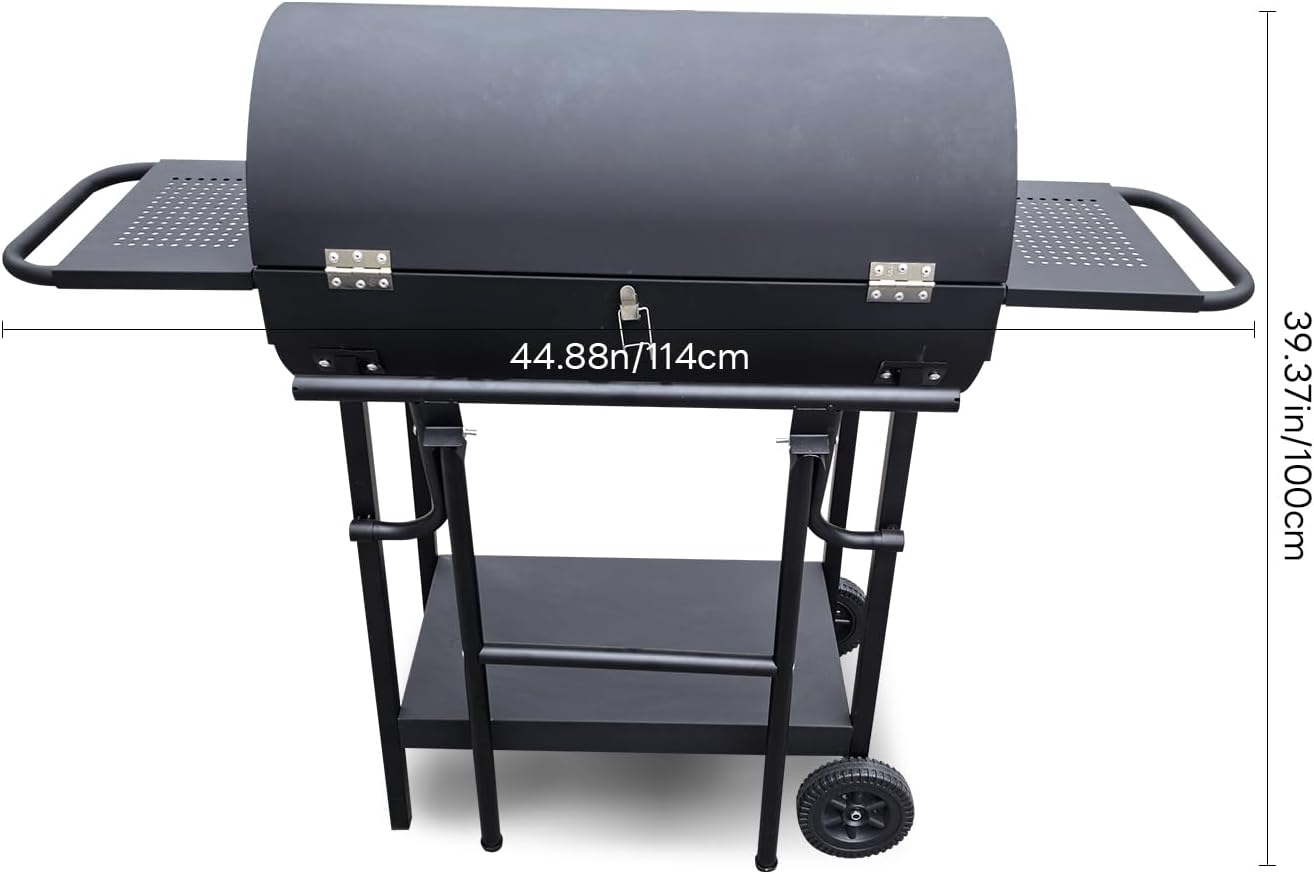 Charcoal Grill - Charcoal Barrel Grill with side shelf, Large Stainless Steel BBQ Grill suitable for outdoor camping,backyards, and patios (Extra Large)