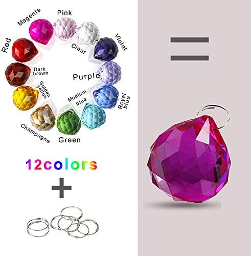Crystalsuncatcher 30mm Vintage Feng Shui Faceted Decorating Crystal Ball Prism Pendant Suncatcher Multi-Color Hanging Pendant Suncatcher 12pcs