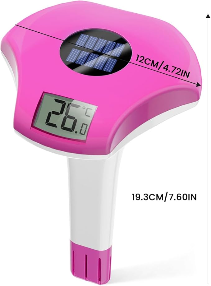 BALDR Pool Thermometer Floating Easy Read, IPX8 Waterproof, Solar Powered Digital Pool Thermometer with LCD Screen,Suitable for Swimming Pool/Hot Tub/Hot Spring/Aquarium (Purple)