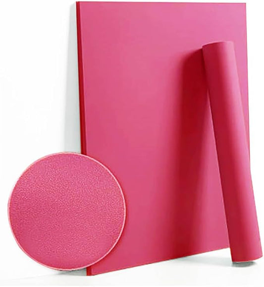Dimoon 236''x17.7'' Pink Peel and Stick Wallpaper Contact Paper Modern Self Adhesive Wall Paper Removable Renter Friendly Textured Solid Color Shelf Cabinet Vinyl Roll (236''x17.7'',Rose Red)