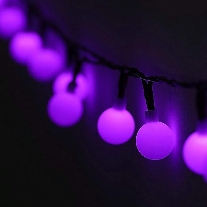 Globe Ball Fairy Lights, 50 LEDs 23ft/7M Solar Led Globe String Lights Waterproof with Two Lighting Modes for Garden Outdoor Party Christmas Decoration (Purple)
