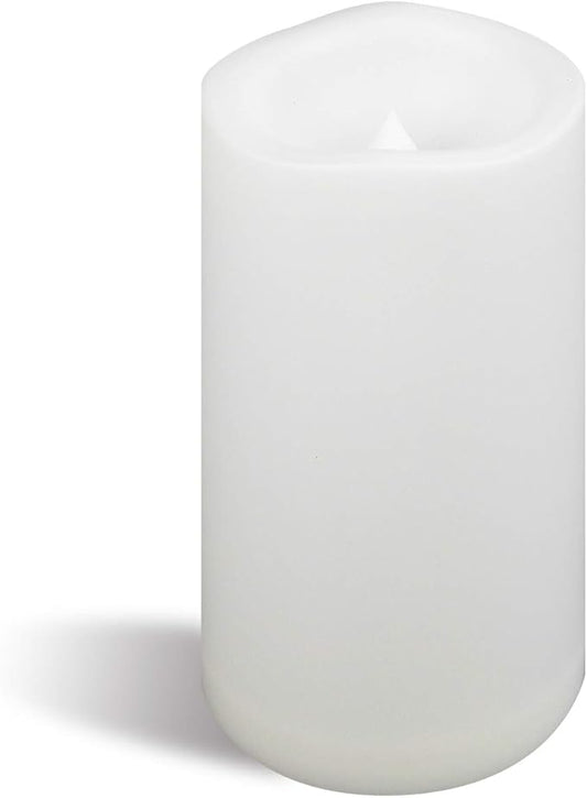 CANDLE CHOICE Waterproof Outdoor Battery Operated Flameless Candle with Timer Large Plastic Resin Bright Flickering Electric LED Pillar Lantern Patio Garden Wedding Christmas Decorations 4”(D) x6”(H)