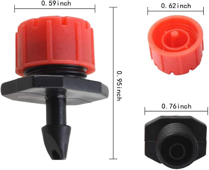 Drip Irrigation Kit Adjustable Drip Irrigation Dripper, Drip Irrigation Tee Rod Connector, Lawn and Herb Garden Irrigation Hose Fitting Sprinkler Irrigation System / 50 Pairs(Black+ Red)